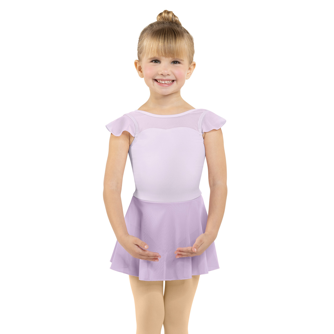 MESH SWEETHEART FLUTTER SLEEVE DRESS