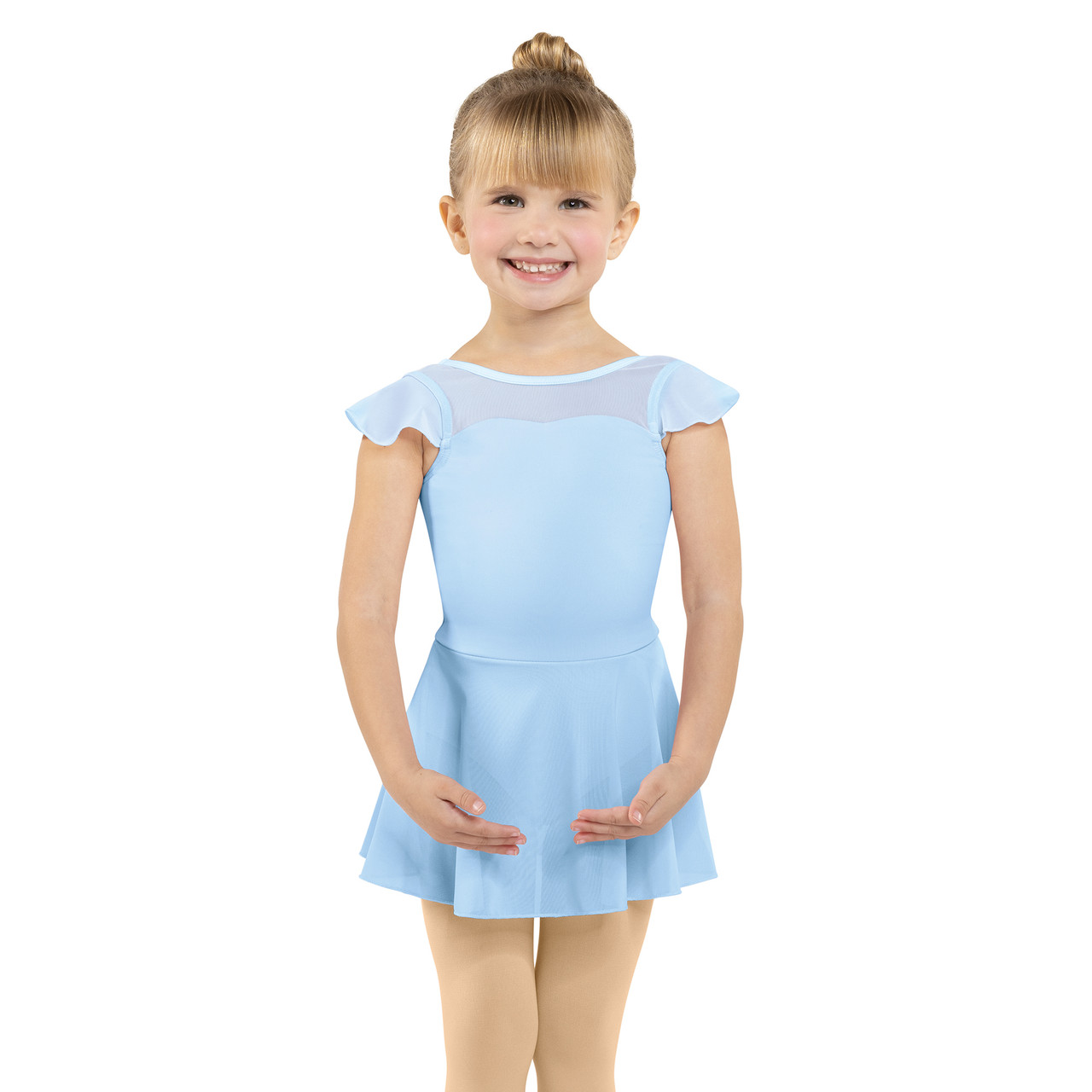 MESH SWEETHEART FLUTTER SLEEVE DRESS