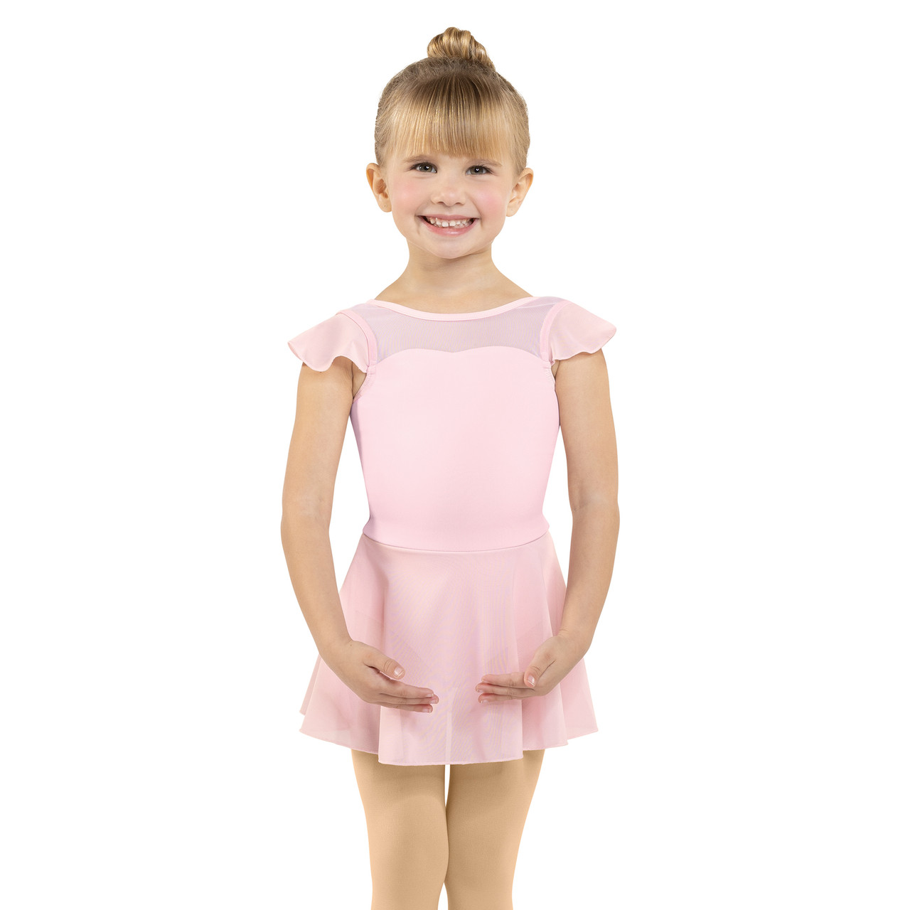 MESH SWEETHEART FLUTTER SLEEVE DRESS