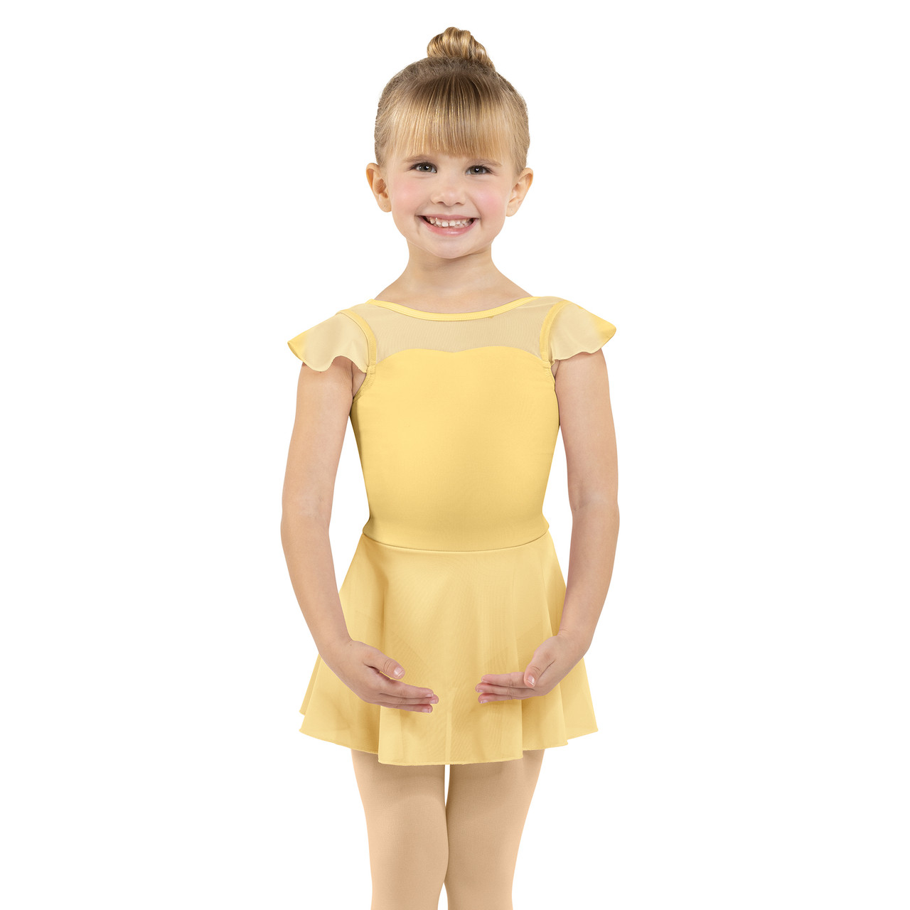 MESH SWEETHEART FLUTTER SLEEVE DRESS